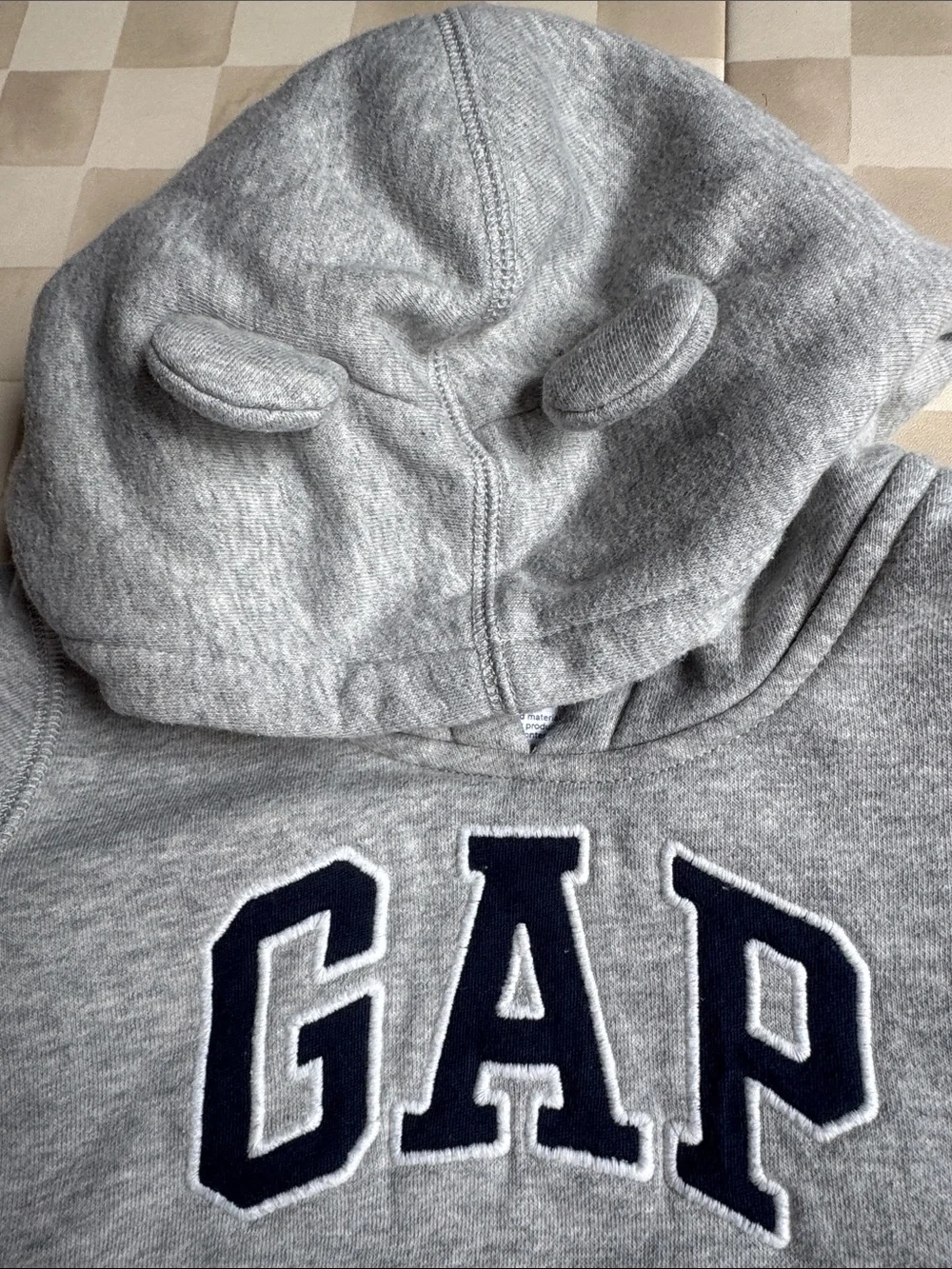 GAP Light Gray Hoodie with Ears and Navy Logo